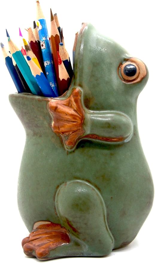 7" Ceramic Frog Shaped Plant Pot/Bonsai Pot/Flower Pot/Succulent Planter/Candy Dish/Pencil Holder Frog Decor Multipurpose Pot