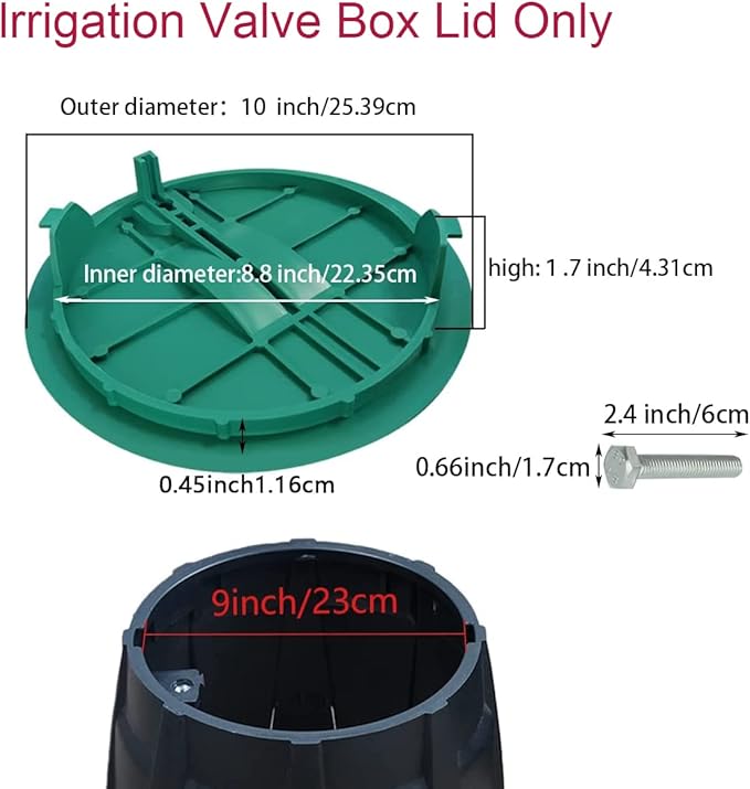 Valve Box Cover Lid 10-inch Sprinkler Valve Round Box Lid Replacement Circular for Automatic Irrigation System