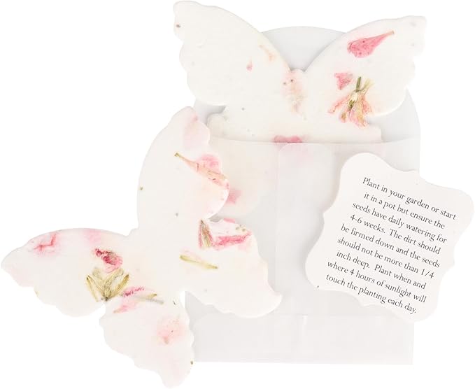 Set of 24 Pink Butterfly – Plantable Seed Paper for Weddings, Gifts, and Life Events