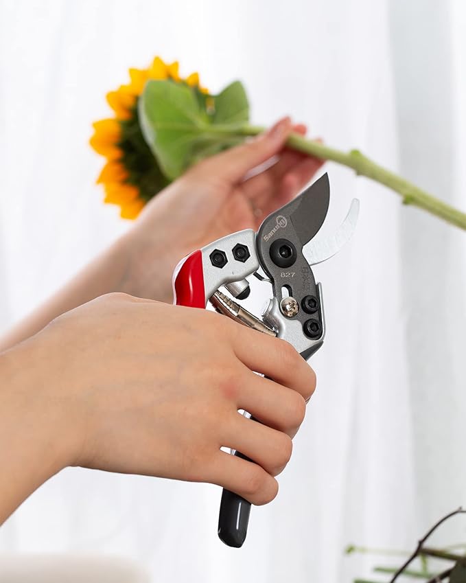 Sanung Pruning Shears Gardening Tools Garden Shears with Sharp High Carbon Steel Teflon Coated Blade and Non-slip Handles, Easy to Trim Tree Branches with Left and Right Hands for Farms