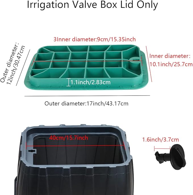 12x17 Valve Box Cover Lid Sprinkler Valve Box Lid Replacement Rectangular for Outside Irrigation