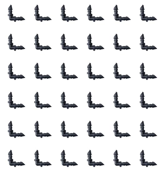 Sowaka 30 Pcs Drip Irrigation Fittings Kit Black 1/4 Inch Tube End Goof Hole Plugs Irrigation Stoppers for Drip Systems Home Garden Lawn Supplies (Elbow)