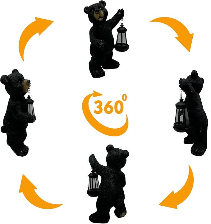 Solar Lantern Garden Statues Decor, Outdoor Bear Figurine Lights for Yard Patio Decoration - Unique Christmas Housewarming Gift for Grandma Wowen Mom