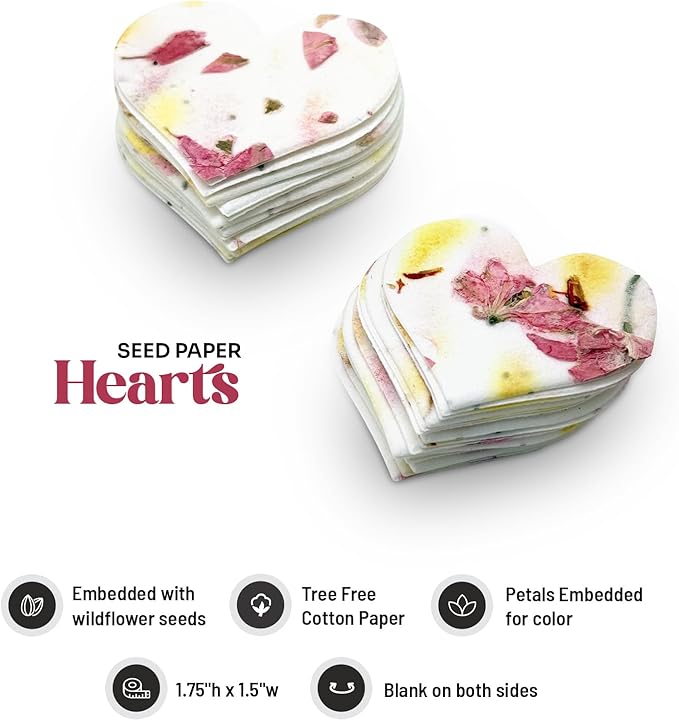 50 pcs Small Pink and Yellow Hearts – Plantable Seed Paper for Weddings, Gifts, and Life Events (#37s)