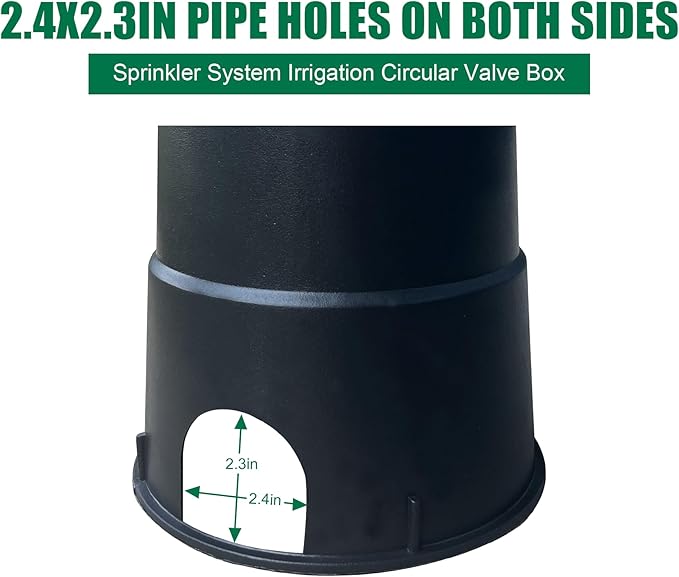 12 Sets Durable PP Valve Boxes-Anti Slip 6 In Circular Sprinkler Valve Box, Plastic Round Irrigation Valve Box for Garden Yard Outdoor Lawn Grassland Ground Farm,Green&Black Water Meter Box