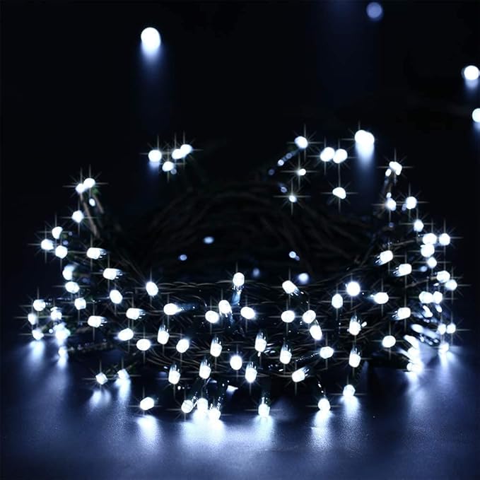 iShabao Solar Christmas Lights Outdoor, 98.4ft 300 LED Solar Fairy String Lights, 8 Modes Waterproof Christmas Lights for Garden, Patio, Home, Party, Wedding, Holiday, Tree Decorations (White)