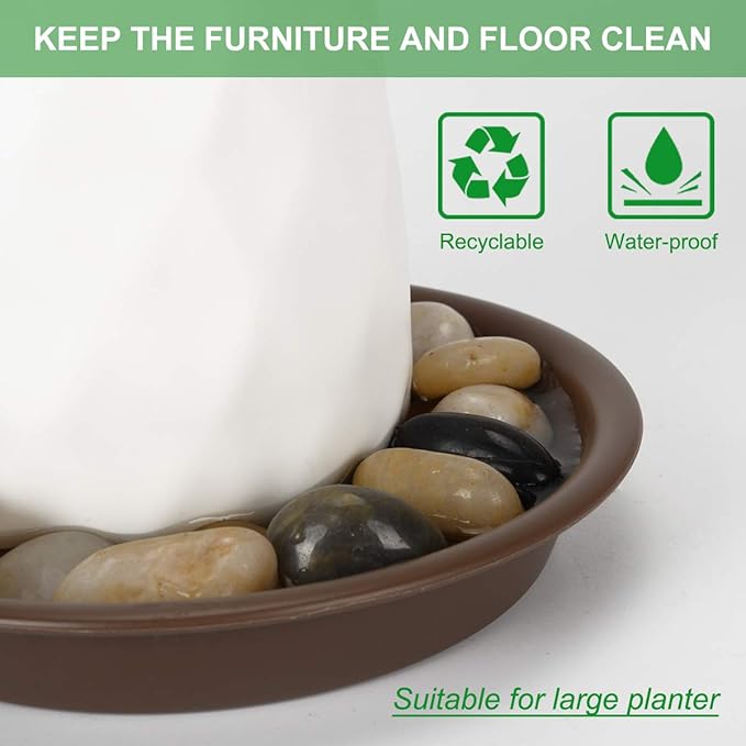 TITE Plant Saucer 10 inch, Heavy Large Planter Durable Thicker Plastic Plant Trays for Indoors and Outdoor, Plant Saucer Drip Trays,Brown(10" - 3 Pack)