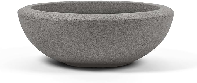 ARBORA 21" Santorini Bowl Polyresin Indoor and Outdoor Planter with Stone Blend Concrete Finish - Durable, Weatherproof, Lightweight, Large Plant Pot for Patio, Garden, Deck, Entryway