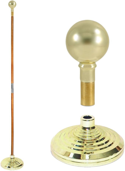 Super Tough Indoor Flag Pole kit 9ft - Parade Ball - Gold Texture Base - Aluminum Flagpole with Brass Finish - Heavy Duty Inside House Flagstaff - Interior Shaft and Stand - No Ensign Included
