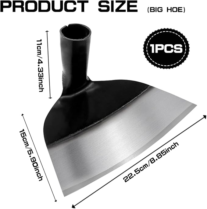 Hand Hoe Head Replacement - Round Eye Hoe for Gardening, Digging, Weeding, and Loosening Soil Handheld Grub Hoe Head for Agriculture（23.5cm Size ）