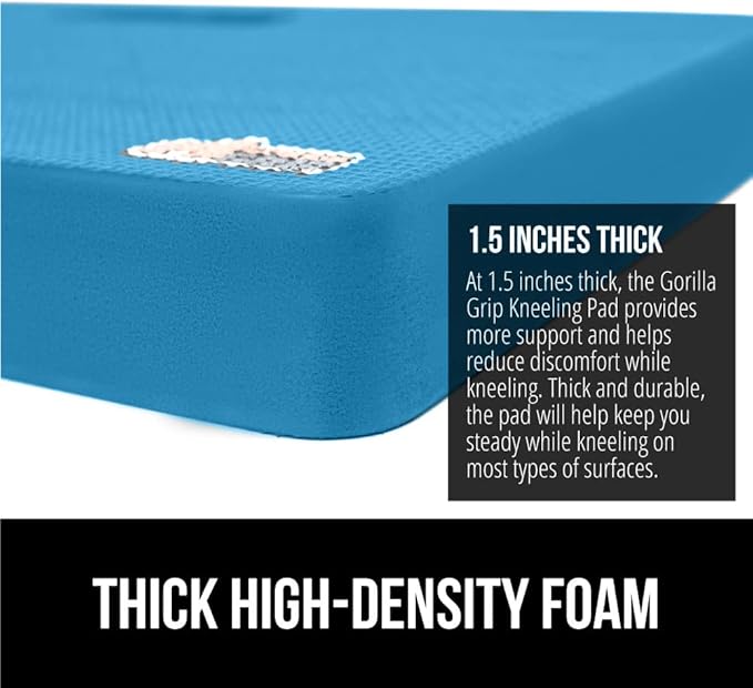 Gorilla Grip Extra Thick Kneeling Pad, Supportive Soft Foam Cushioning for Knee, Water Resistant Construction for Gardening, Bathing Baby, Workout Supplies, Lightweight, Garden Work Gifts