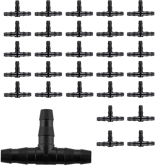 BEADNOVA Drip Irrigation Parts 60 Pcs 1/4 Inch Barbed Tee Couplings Drip Irrigation Fittings Drip Line Connectors for 1/4 Inch Irrigation Tubing Garden Watering System (60pcs)