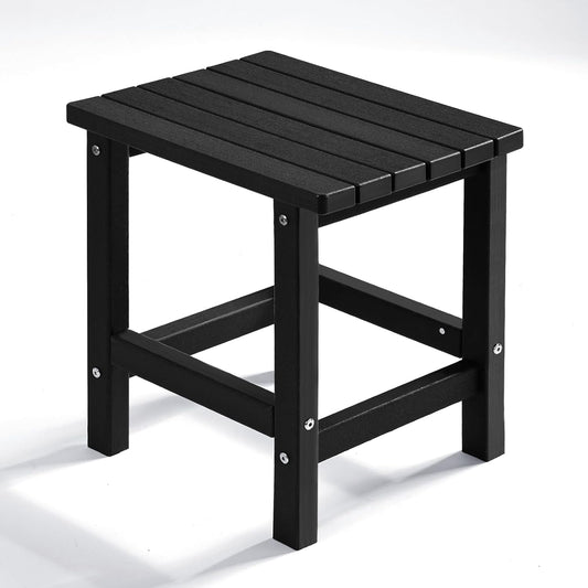 PASAMIC Adirondack Square Side Table, HDPE Outdoor Side Tables, Weather Resistant End Table for Patio, Backyard, Pool, Indoor Companion, Beach, Easy Maintenance (Black)