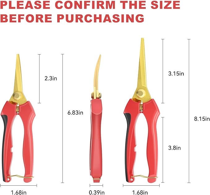FLORA GUARD Professional bonsai Pruning shear set, long blade pruning scissors and scimitar tip pruning scissors, gold plated titanium flower scissors set, suitable for indoor plants, bonsai