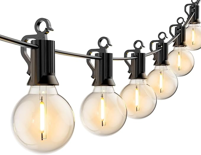 Brightown Outdoor String Lights - Globe Patio Lights 30 Ft with 15 G40 Shatterproof Bulbs, Waterproof Connectable Commercial Outdoor Lights for Backyard, Bistro, Porch, Cafe, Deck