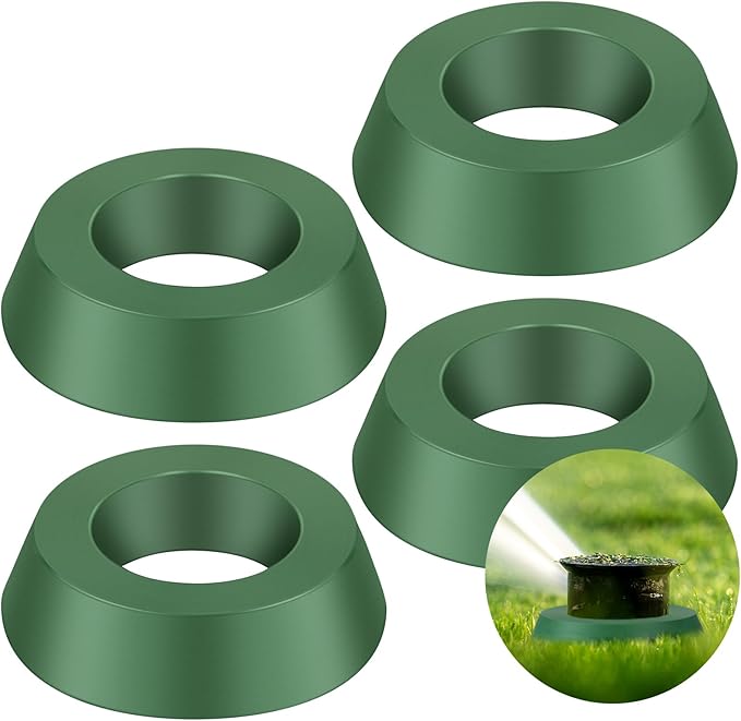 Yaomiao 6.3 Inch Sprinkler Head Protector Plastic Sprinkler Spray Guard Doughnut Green Nylon Sprinkler Guards, Reduce Sprinkler System Damage from Cars and Lawn Mowers, for Use on Rotary Type (4 Pcs)