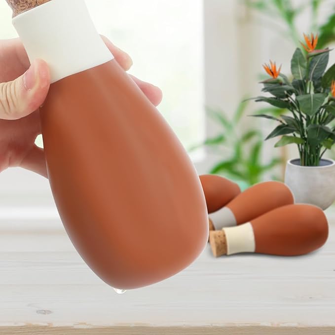 4Pcs Ollas Terracotta Plant Watering Globes Plant Watering Globes Self Watering Planter Insert Clay Terracotta Watering Spikes Pots for Indoor & Outdoor Plants