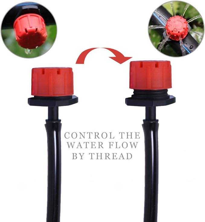 100pcs 360 Degree Adjustable Irrigation Drippers Sprinklers, 1/4 Inch Emitters Drip for Watering System by Korty