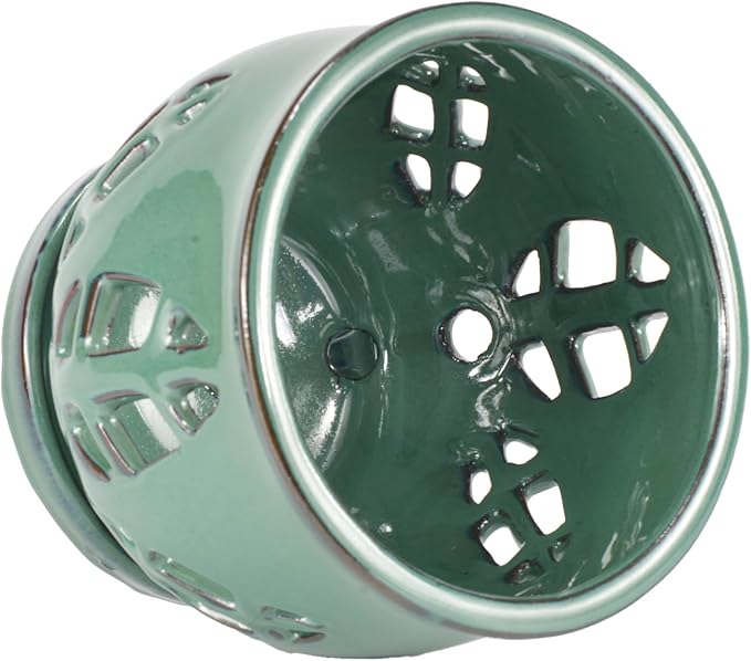 W&W Orchid Pot with Holes and Saucer for Repotting, Green, 6.5 Inches