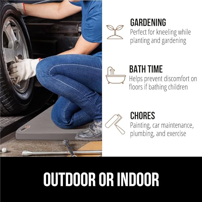 Gorilla Grip Extra Thick Kneeling Pad, Supportive Soft Foam Cushioning for Knee, Water Resistant Construction for Gardening, Bathing Baby, Workout Supplies, Lightweight, Garden Work Gifts