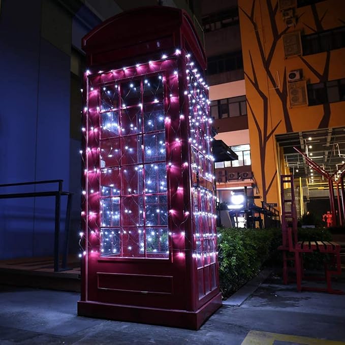 Lomotech 12ft x 5ft 360 LED Christmas Net Lights, 8 Modes Waterproof With Timer Low Voltage Connectable Mesh Lights for Trees, Bushes, Shurb, Garden, Outdoor Decoration(Green Wire, White)