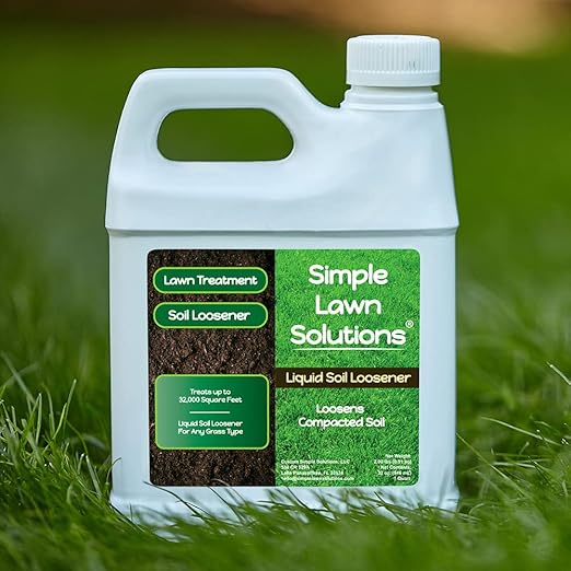 Liquid Soil Loosener- Soil Conditioner-Use alone or when Aerating with Mechanical Aerator or Core Aeration- Simple Lawn Solutions- Any Grass Type-Great for Compact Soils, Standing water, Poor Drainage
