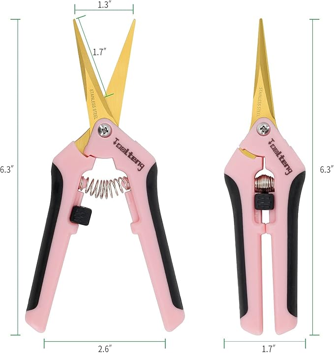 3 Packs Pruning Shears with Curved Blades, Garden Trimming Scissors, Gardening Hand Pruning Snips Titanium Coated Precision Bonsai Pruning Shears, Efficient Flower Cutters (Pink)