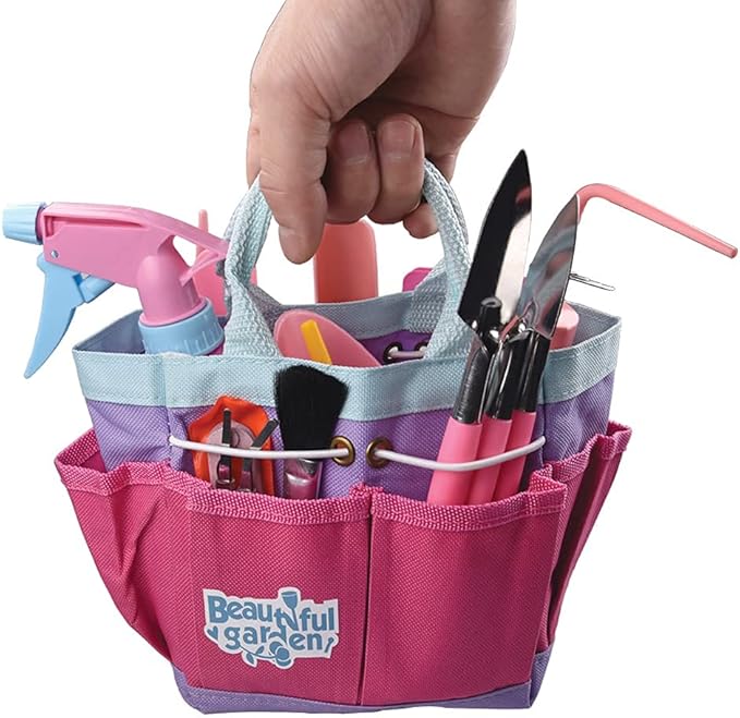 CFH-Allez 21 Pieces Succulent Plants Tools,Gardening Succulent Transplanting Hand Tool +Succulent Garden Pad Miniature Planting Collapsible Waterproof Planter Gardening Mat+Garden Bucket Bag (Pink)