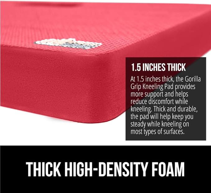 Gorilla Grip Extra Thick Kneeling Pad, Supportive Soft Foam Cushioning for Knee, Water Resistant Construction for Gardening, Bathing Baby, Workout Supplies, Lightweight, Garden Work Gifts