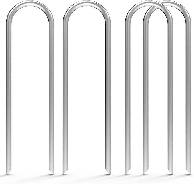 MySit 50 Pack 6 Inch Garden Stakes Heavy Duty 11 Gauge Galvanized Yard Staples U Pegs Fences Drip Irrigation Securing Stakes 1/2-Inch to 1-5/8-Inch Loop Stake for Anchoring Lawn Drippers Soaker Hose