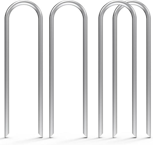 MySit 50 Pack 6 Inch Garden Stakes Heavy Duty 11 Gauge Galvanized Yard Staples U Pegs Fences Drip Irrigation Securing Stakes 1/2-Inch to 1-5/8-Inch Loop Stake for Anchoring Lawn Drippers Soaker Hose