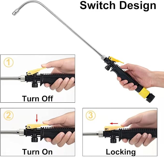 Mist Watering Wand For Hanging Baskets,25 Inch Spray Wand With Adjustable Nozzle, Car Pet Window Cleaning Tool, Great For Watering Seedbeds, Hanging Plants, Deck Plants.（90-degree curved nozzle）