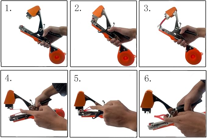 Plant Tying Machine Tool,Vegetable Gardening Tools with 10000pcs Staples 20 Rolls Tape and Replacement Blade for Grapes,Raspberries,Tomatoes,and Vining Gardening Tying Tool(Orange)