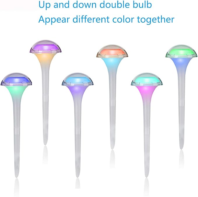 pearlstar Solar Lights Outdoor Mushroom Garden Pathway Lights LED Landscape Lighting Waterproof for Path Lawn Patio Yard Walkway Driveway, 2 Lights Effect,White&Color Changing Light(6pack)