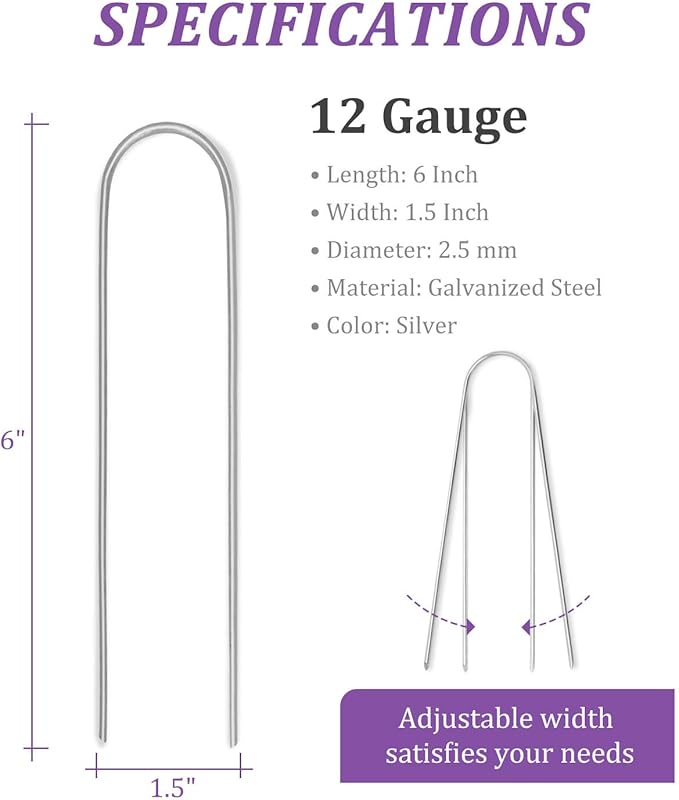 240 Packs Garden Stakes 6 Inches 12 Gauge Heavy Duty Tent Stakes Galvanized Steel Staples Securing Tent Pegs for Weed Fabric Landscape Fabric Netting Ground Sheet Fleece Irrigation Tubes