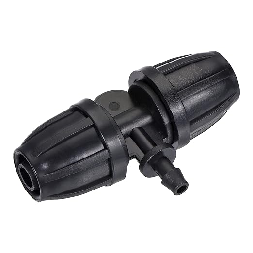 MECCANIXITY Drip Irrigation Barbed Tee 3-Way Fitting 8mm to 4mm ID Tubing for Garden Drip Tape Tubing Sprinkler System Black Pack of 20