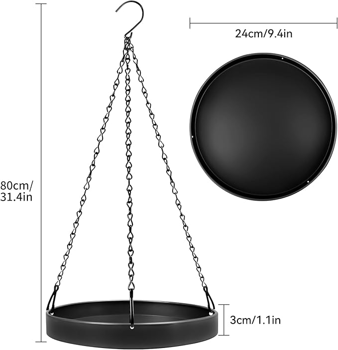 Plant Hanger Indoor Outdoor, Hanging Planter Baskets for Outdoor Indoor Plants, Hanging Plant Holder, Hanging Tray for Plants, Metal Window Plant Hanger, Black Hanging Plant Shelf, 2 Pack
