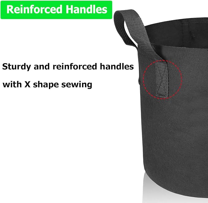 6-Pack 10 Gallon Potato Grow Bags, Heavy Duty Fabric Pots with Handles,300G Thickened Nonwoven Pots for Plants