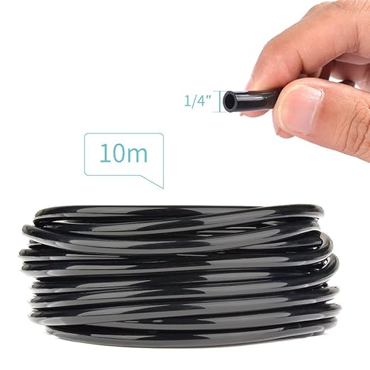 10m Home Garden Patio Misting Micro Flow Drip Irrigation Misting Cooling System with 10pcs Plastic Mist Nozzle Sprinkler for Plant Flower