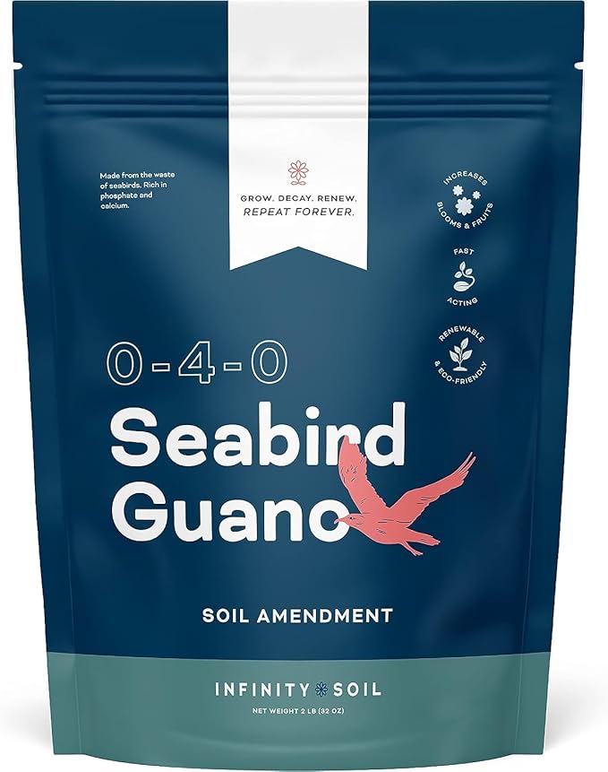 Seabird Guano - Sustainable and Natural Soil Amendment - Seabird Waste Rich in Phosphate and Calcium - Increases Foliage, Blooms and Fruit - 2 LBS