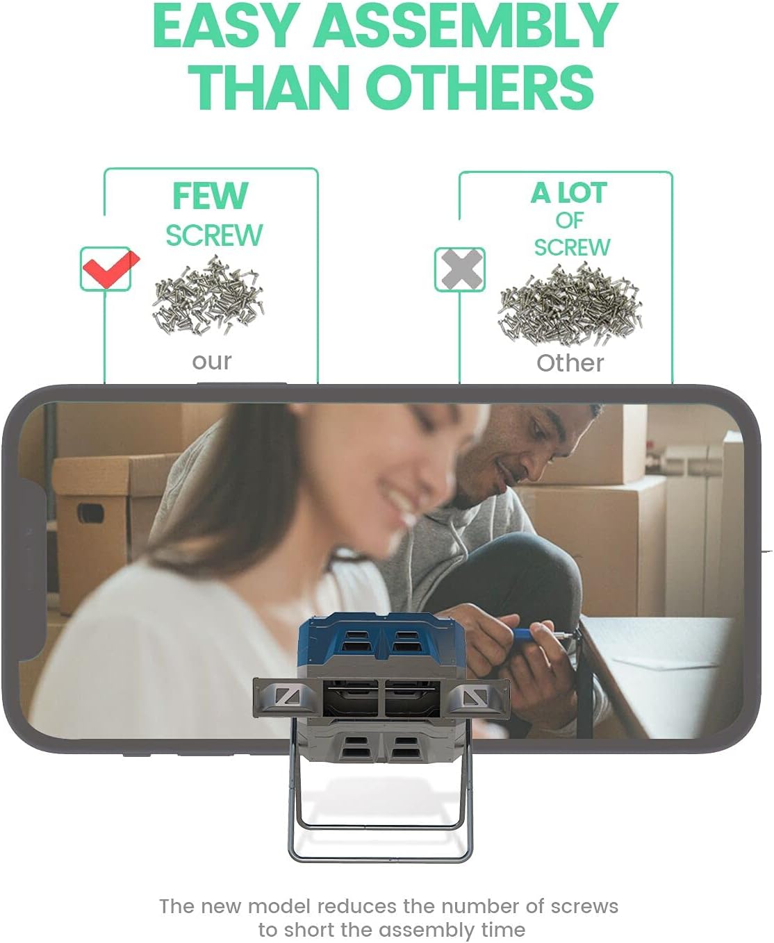 2021 Upgraded Tumbling Composter with Compost Thermometer - Dual Chamber Garden Compost Bin(43 Gal, Black)