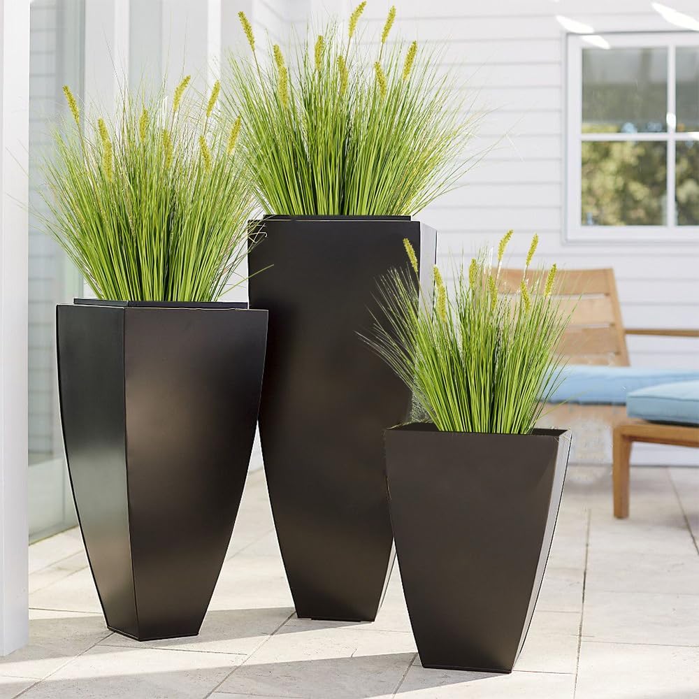 Melorca&Guilla Artificial Plants 6PCS 27“ Fake Tall Onion Grass Faux Plant,Artificial Grass Greenery Shrubs Bushes for Garden Porch Window Box Shop Office Home Décor