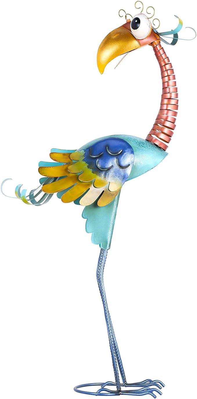 Tooarts Metal Garden Bird Statue Standing Animal Backyard Ornaments Outdoor Sculpture for Lawn Patio Art Decoration