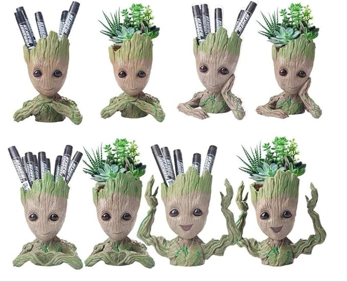 Baby Groot Flowerpot Tree Man Planter Flower Pot with Drainage Hole Pencil Pen Holder,Diligencer Office Party Ornament Christmas Birthday Gift Planter 6