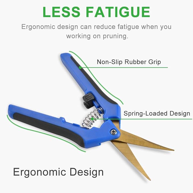 GROWNEER 6 Packs 6.5 Inch Pruning Shears with Curved Blades Trimming Scissors For Gardening Hand Pruning Snips Titanium Coated Precision Blades