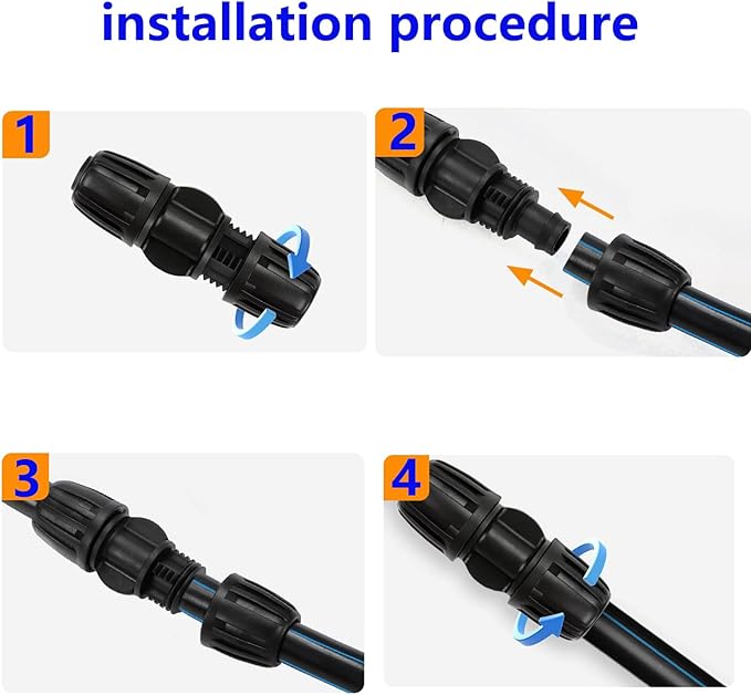 16PCS1/2-inch Irrigation Fitting Black Lock Barb Connector for (1/2" ID x0.64 OD) 16mm Eyedropper Barb Lock Nut Connector 2 End Caps,2 Elbows,2 On-Off Valves,4 Triway Ard 2 Adapters,4 Straight