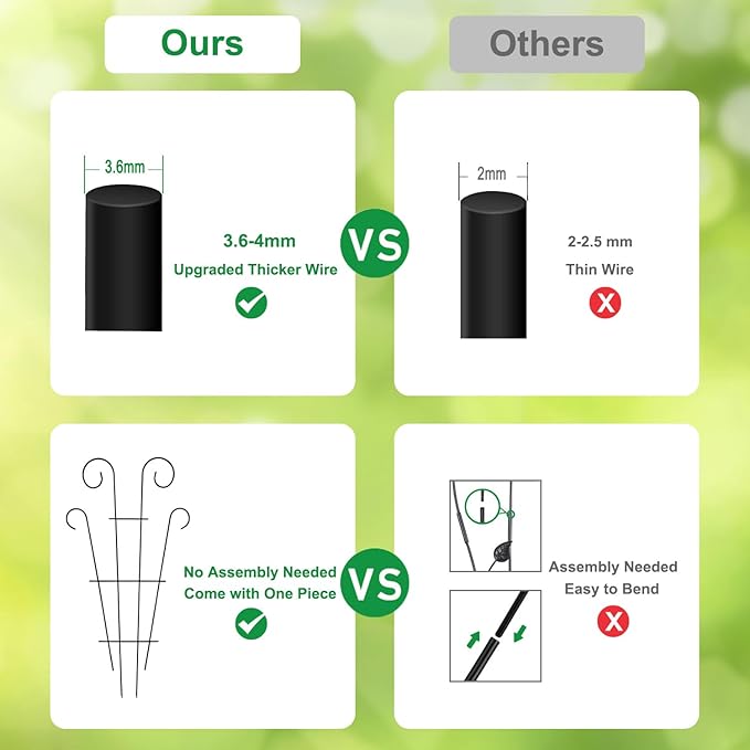 4 Pack 23'' Metal Garden Trellis for Climbing Plants Outdoor, Indoor Plant Trellis Support for Potted Plants, Rustproof Pot Trellis for Houseplant Flower Vines Ivy, Wave Shape, Black