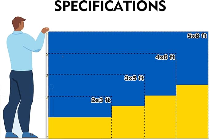 Ukraine Flag 5x8FT Ukrainian National Polyester Flag With 2 Grommets For Patriotic Ukrainian Themed Festival Events Party Decoration (Ukraine, 5x8FT)