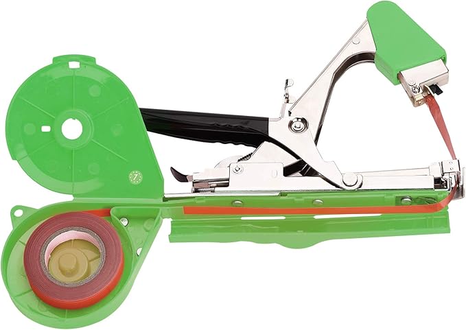 Plant Tying Machine Tape Tool for Tomatoes Peppers Grapes Cucumbers and Vining Vegetables Quickly and Easily Tie, Great for Gardeners Farmers, with Tapes, Spare Parts, Staples - Green