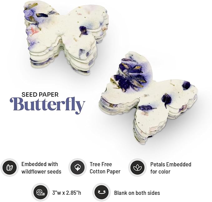 50 pcs Large Purple Butterflies – Plantable Seed Paper for Weddings, Gifts, and Life Events (#45s)
